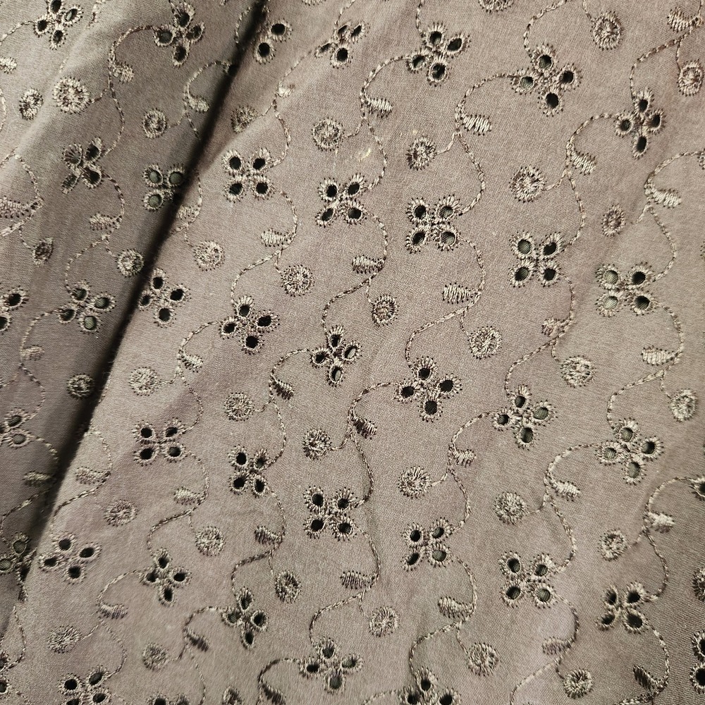 Talbots Brown Eyelet Embroidered Midi Dress Size 10 Classic Cottagecore Peasant - Picture 4 of 8